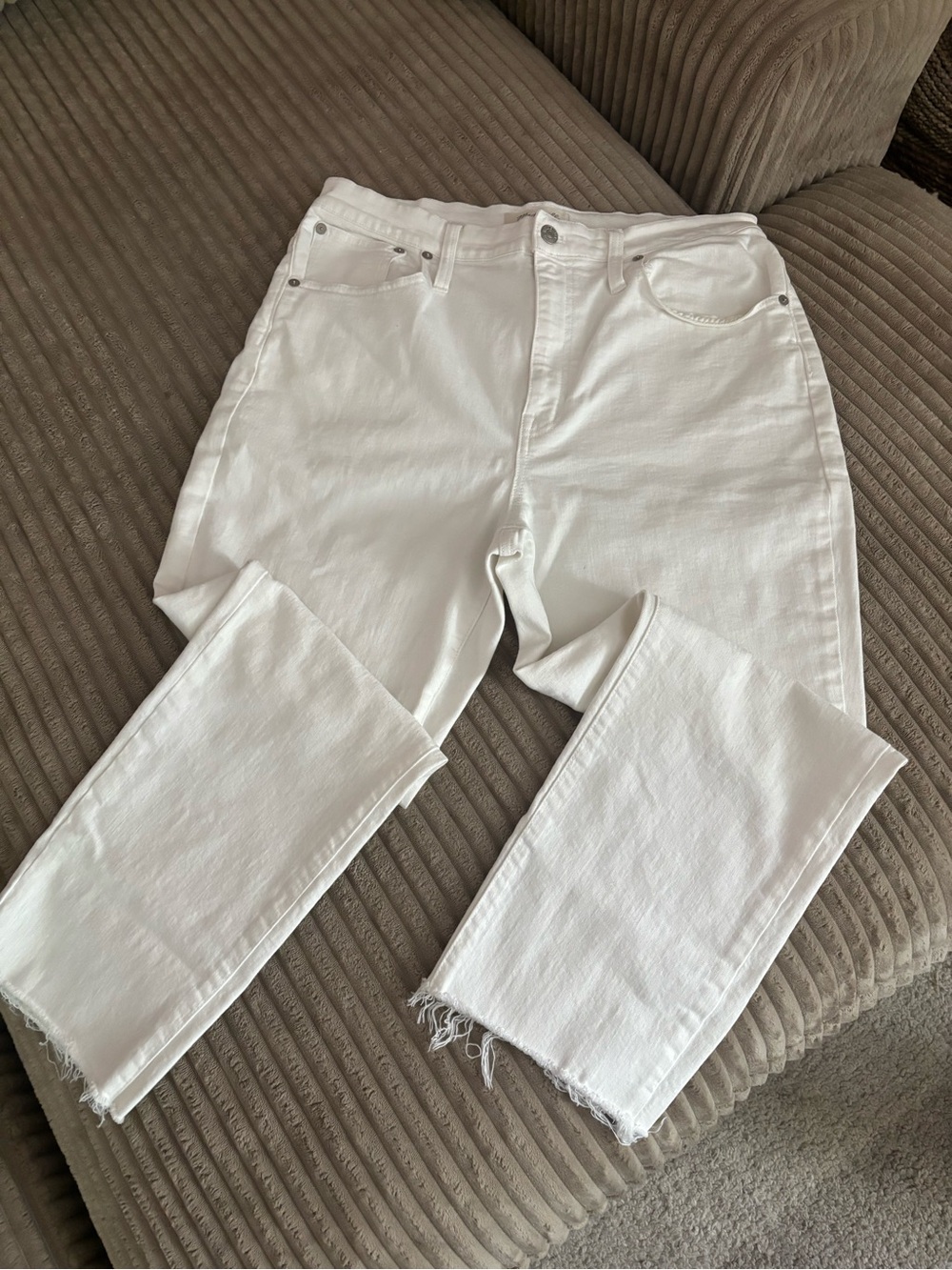Madewell White High-Rise Straight Jeans
